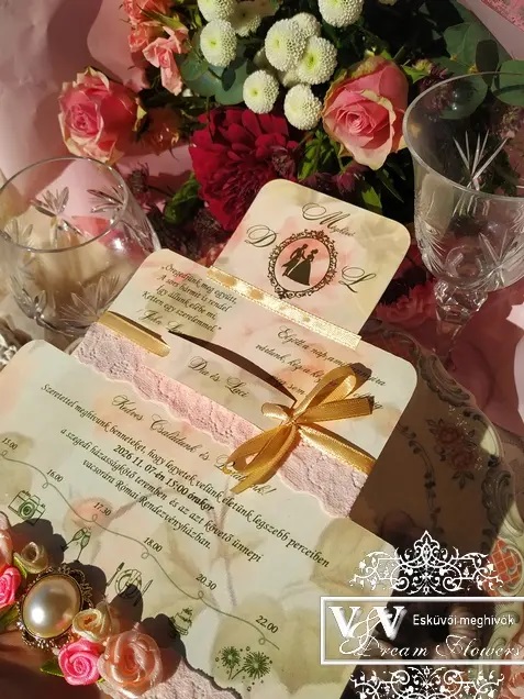 Torta alakú esküvői meghívó Bridgerton esküvőre